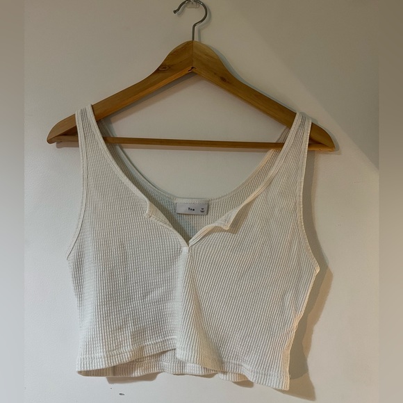 TNA Cropped White Waffle Natch Tank - Picture 1 of 4